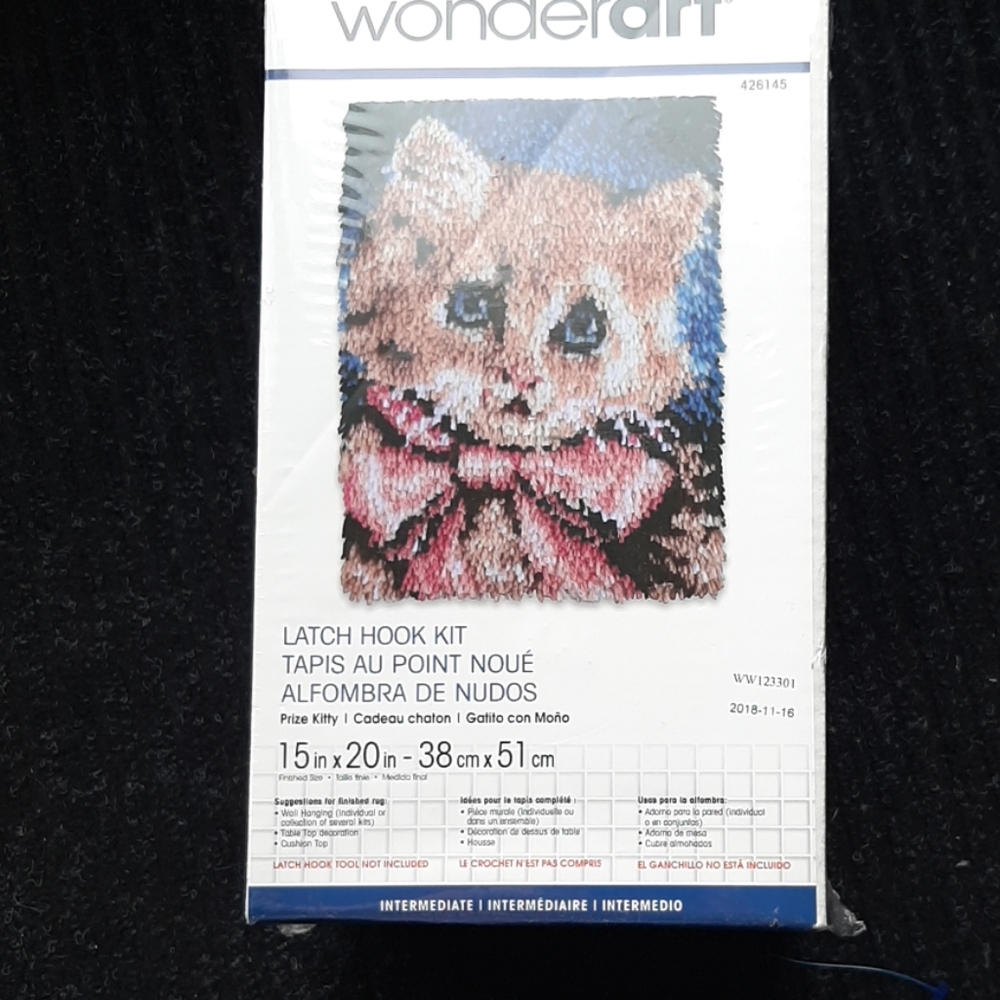 Wonderart latch hook kitten craft rug  art